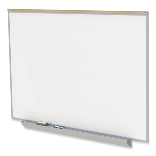 Proma Magnetic Porcelain Projection Whiteboard With Aluminum Frame, 48.5" X 36.5", White Surface, Satin Aluminum Frame