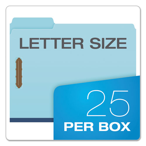 Earthwise By Pendaflex Heavy-duty Pressboard Fastener Folders, 2" Expansion, 2 Fasteners, Letter Size, Light Blue, 25/box