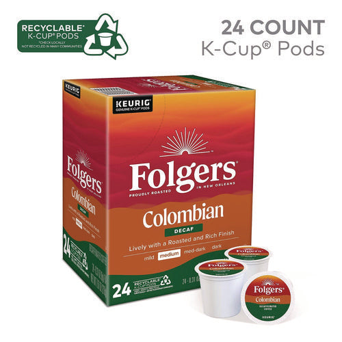 100% Colombian Decaf Coffee K-cups, 24/box