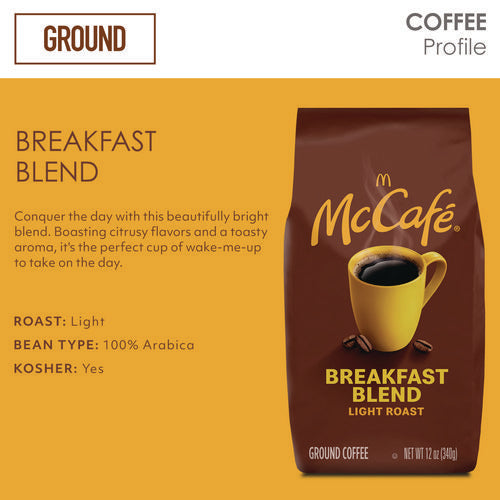 Ground Coffee, Breakfast Blend, 12 Oz Bag