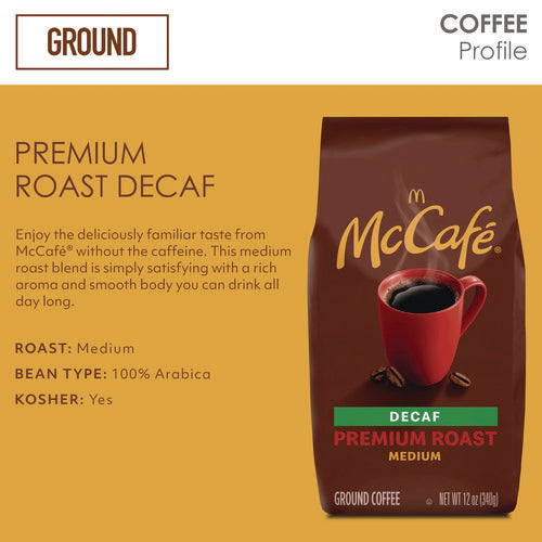 Ground Coffee, Premium Roast Decaf, 12 Oz Bag