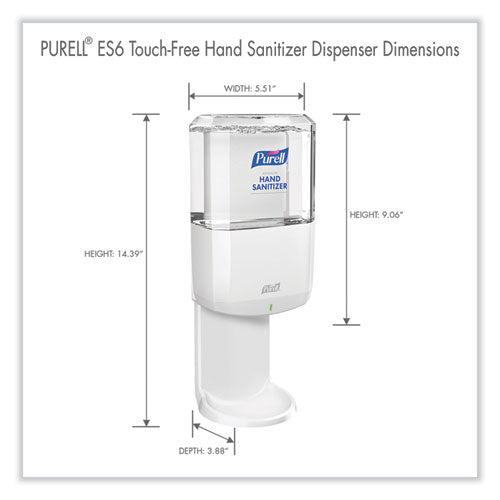 Es6 Touch Free Hand Sanitizer Dispenser, 1,200 Ml, 5.25 X 8.56 X 12.13, White