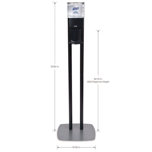 Es6 Hand Sanitizer Floor Stand With Dispenser, 1,200 Ml, 13.5 X 5 X 28.5, Graphite/silver