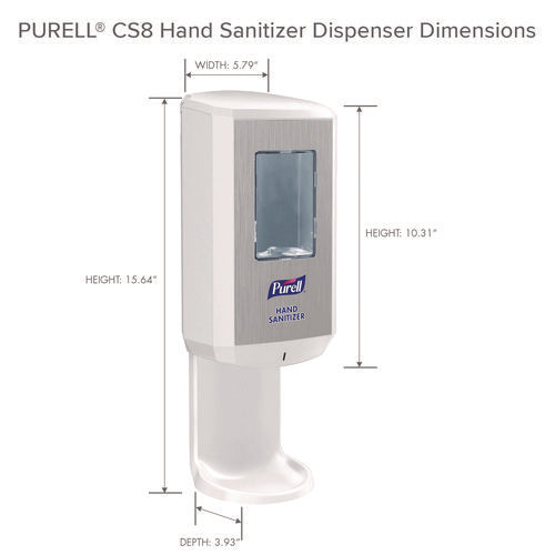 Cs8 Hand Sanitizer Dispenser, 1,200 Ml, 5.79 X 3.93 X 15.64, White