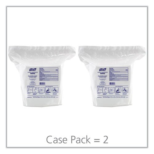 Hand Sanitizing Wipes, 6 X 8, Fresh Citrus Scent, White, 1,200/refill Pouch, 2 Refills/carton