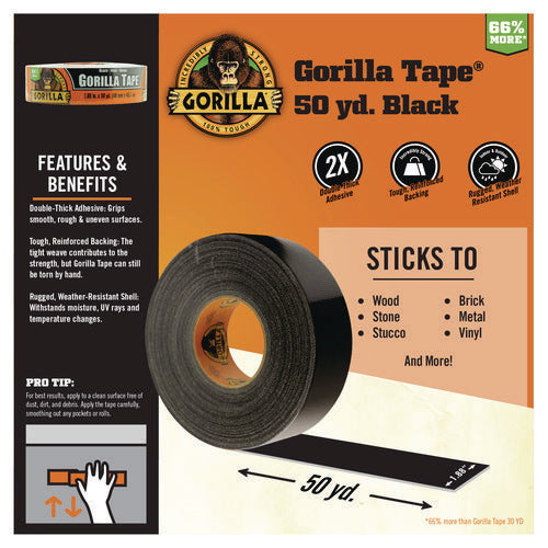 Gorilla Tape, 3" Core, 1.88" X 50 Yds, Black