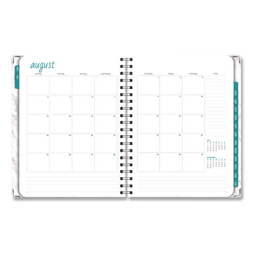 Marble Academic Year Weekly/monthly Planner, 11 X 8.5, White Marble Cover, 14-month: June 2024 To July 2025