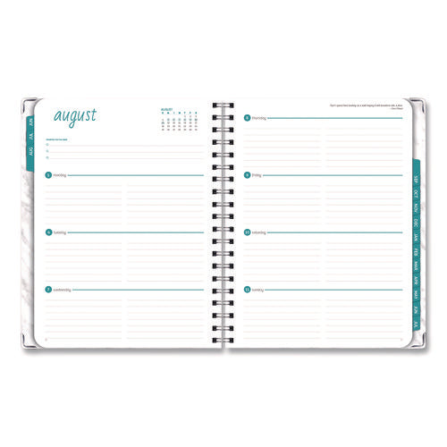 Marble Academic Year Weekly/monthly Planner, 11 X 8.5, White Marble Cover, 14-month: June 2024 To July 2025