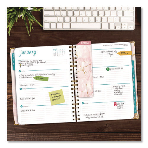 Marble Weekly/monthly Planner, 11 X 8.5, Pink Marble/gold Cover, 14-month: Nov 2024 To Dec 2025