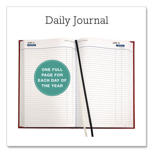 Classic Hardbound Daily Planner, 12.5 X 8, Red/gold Cover, 12-month (jan To Dec): 2025