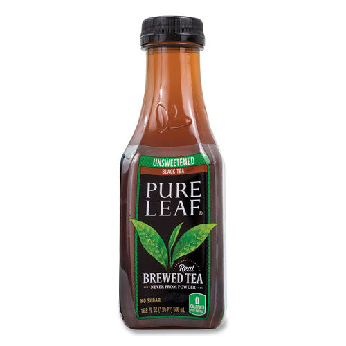 Pure Leaf Unsweetened Iced Black Tea, 16.9 Oz Bottle, 18/carton