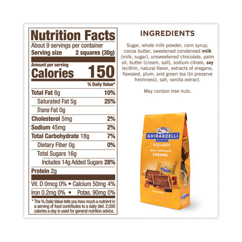 Milk Chocolate And Caramel Chocolate Squares, 9.04 Oz Bags, 2 Bags/pack