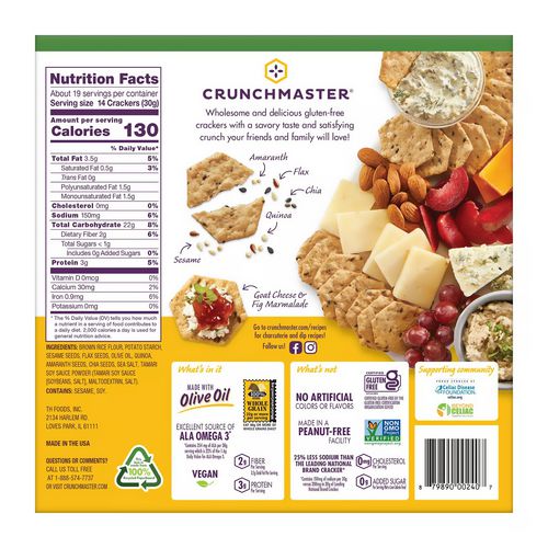 5-seed Multi-grain Crunchy Oven Baked Crackers, Original, 5 Oz Bags, 4/box, 2 Boxes/carton