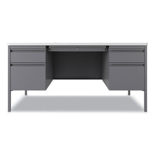 Teachers Pedestal Desks, Left And Right-hand Pedestals: Box/file Drawer Format, 60" X 30" X 29.5", White/platinum