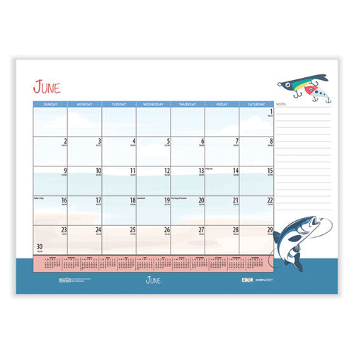 Recycled Desk Pad Calendar, Illustrated Seasons Artwork, 22 X 17, Black Binding/corners,12-month (jan To Dec): 2025