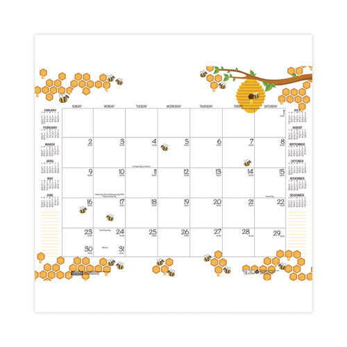 Academic Year Recycled Honeycomb Desk Pad Calendar, 22 X 17, White/multicolor Sheets, 12-month (aug To July): 2024 To 2025