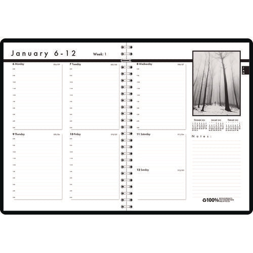 Black-on-white Photo Weekly Appointment Book, Landscape Photography, 11 X 8.5, Black Cover, 12-month (jan To Dec): 2025