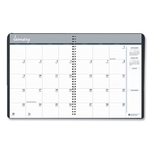 14-month Recycled Ruled Monthly Planner, 11 X 8.5, Black Cover, 14-month: Dec 2024 To Jan 2026