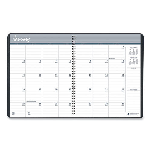 Monthly Hard Cover Planner, 11 X 8.5, Black Cover, 14-month: Dec 2024 To Jan 2026