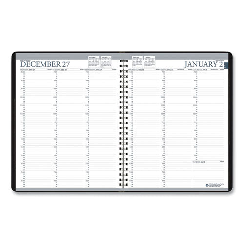 Recycled Professional Weekly Planner, 15-minute Appts, 11 X 8.5, Black Wirebound Soft Cover, 24-month: Jan 2025 To Dec 2026