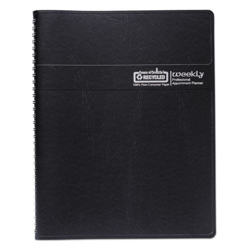 Recycled Professional Weekly Planner, 15-minute Appts, 11 X 8.5, Black Wirebound Soft Cover, 12-month (jan To Dec): 2025