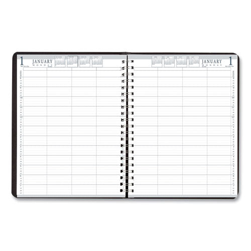 Eight-person Group Practice Daily Appointment Book, 11 X 8.5, Black Cover, 12-month (jan To Dec): 2025