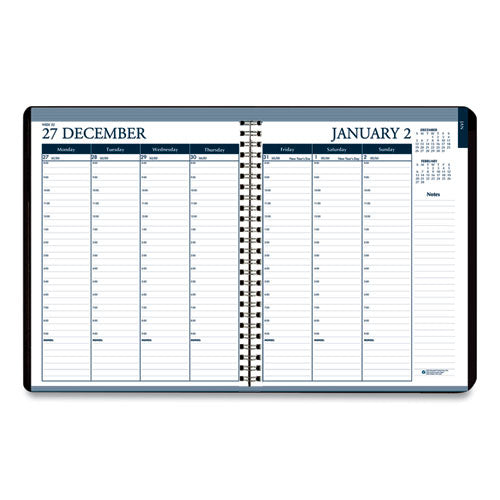 Recycled Wirebound Weekly/monthly Planner, 11 X 8.5, Black Cover, 12-month (jan To Dec): 2025