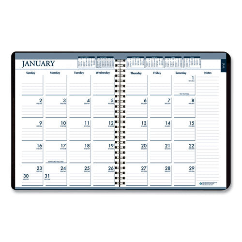 Recycled Monthly Weekly 7 Day Planner, 8.75 X 6.88, Black Cover, 12-month (jan To Dec): 2025