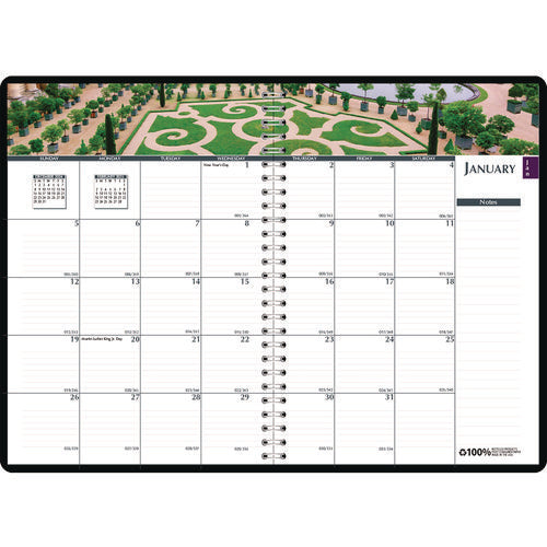 Earthscapes Recycled Weekly/monthly Planner, Gardens Of The World Photography, 10 X 7, Black Cover, 12-month (jan-dec): 2025