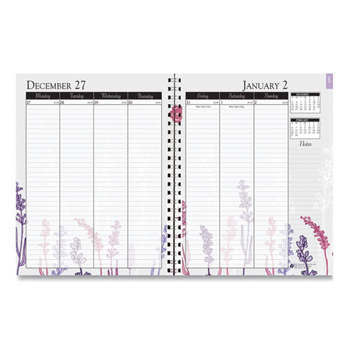 Recycled Wild Flower Weekly/monthly Planner, Wild Flowers Artwork, 9 X 7, Gray/white/purple Cover, 12-month (jan-dec): 2025