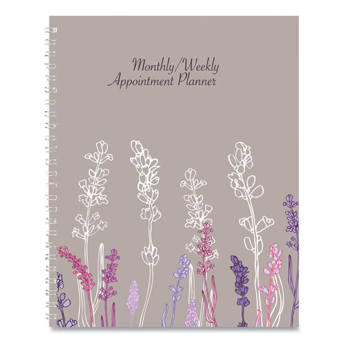 Recycled Wild Flower Weekly/monthly Planner, Wild Flowers Artwork, 9 X 7, Gray/white/purple Cover, 12-month (jan-dec): 2025