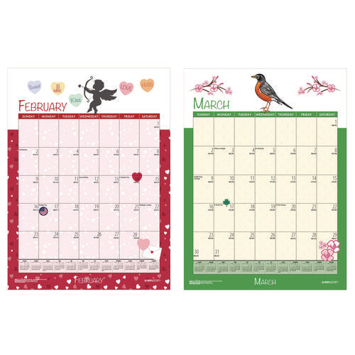 Academic Year Recycled Seasonal Wall Calendar, Illustrated Seasons Artwork, 12 X 16.5, 12-month (july To June): 2024 To 2025