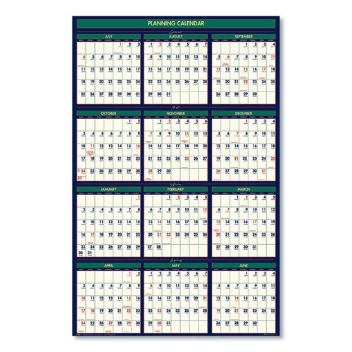 Four Seasons Business/academic Recycled Wall Calendar, 24 X 37, 12-month (july-june): 2024-2025, 12-month (jan To Dec): 2025