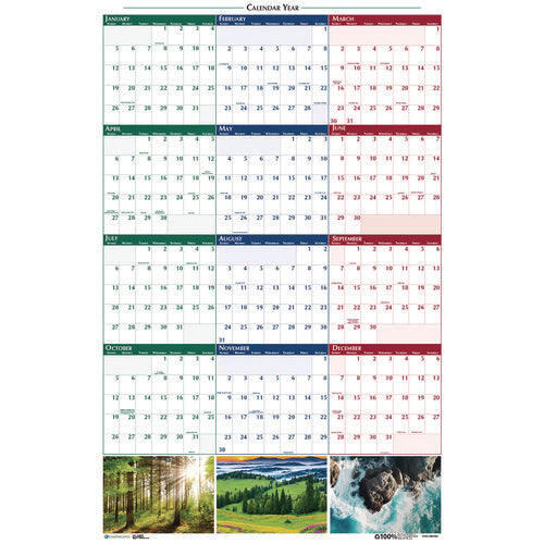 Earthscapes Recycled Reversible/erasable Yearly Wall Calendar, Nature Photos, 18 X 24, White Sheets, 12-month (jan-dec): 2025