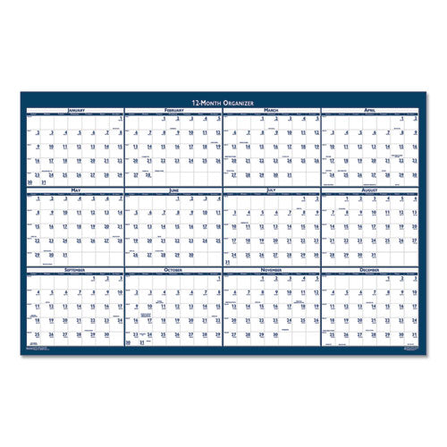 Recycled Poster Style Reversible/erasable Yearly Wall Calendar, 32 X 48, White/blue/gray Sheets, 12-month (jan To Dec): 2025