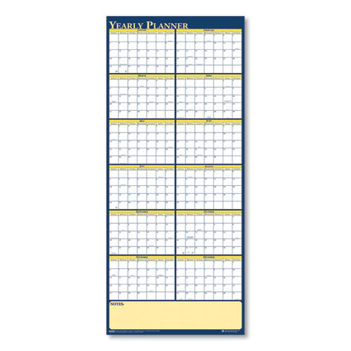 Recycled Reversible Yearly Wall Planner, 60 X 26, White/blue/yellow Sheets, 12-month (jan To Dec): 2025