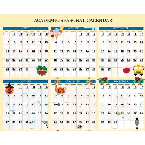 Recycled Academic Seasonal Laminated Wall Calendar, Illustrated Seasons, 24 X 37, 12-month (july To June), 2024 To 2025