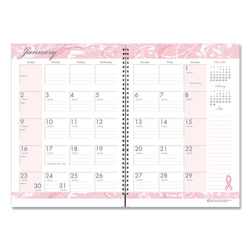 Breast Cancer Awareness Recycled Ruled Monthly Planner/journal, 10 X 7, Pink Cover, 12-month (jan To Dec): 2025