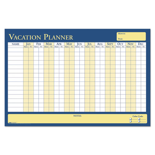 100% Recycled All-purpose/vacation Planner, 12-month Planning/scheduling Calendar, 36" X 24", Multicolor Surface