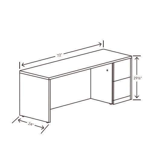 10500 Series Full-height Right Pedestal Credenza, 72w X 24d X 29.5h, Mahogany