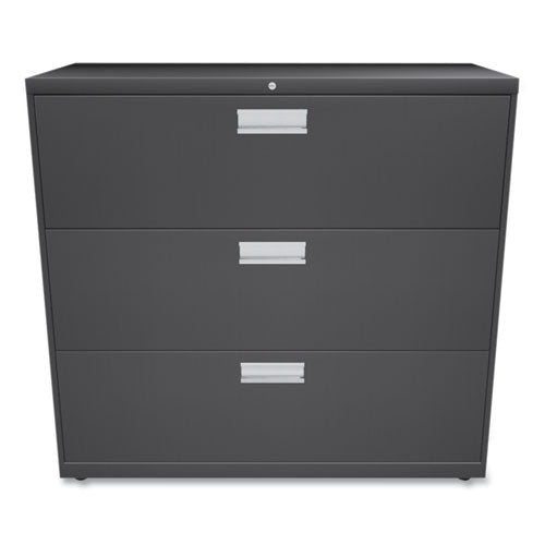 Brigade 600 Series Lateral File, 3 Legal/letter-size File Drawers, Charcoal, 42" X 18" X 39.13"