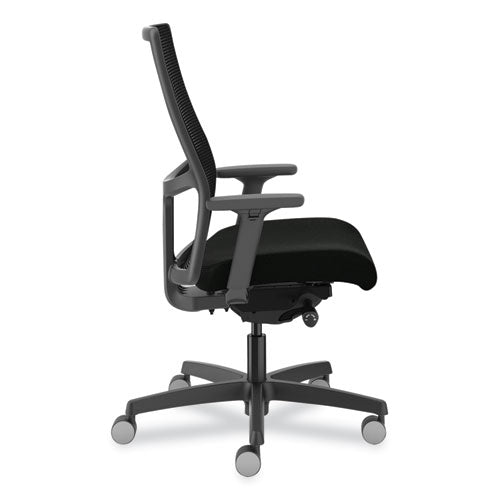 Ignition 2.0 Fabric Upholstered Mid-back Task Chair With Adjustable T-arms, 17" To 21.5" Seat Height, Black Seat/back