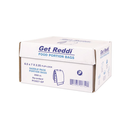 Get Reddi Saddle Pack Poly Food Portion Bags, Fold-top Closure, 0.5 Mil, 6.5" X 7", Clear, 2,000/carton