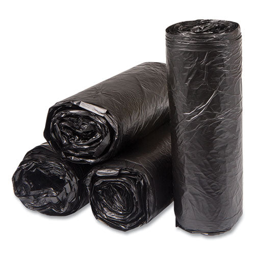 High-density Commercial Can Liners, 16 Gal, 6 Mic, 24" X 33", Black, Interleaved Roll, 50 Bags/roll, 20 Rolls/carton