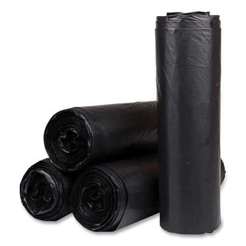 High-density Commercial Can Liners, 45 Gal, 22 Mic, 40" X 48", Black, Interleaved Roll, 25 Bags/roll, 6 Rolls/carton