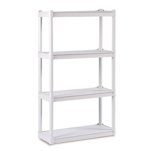 Rough N Ready Open Storage System, Four-shelf, Injection-molded Polypropylene, 32w X 13d X 54h, Platinum