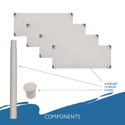 Rough N Ready Open Storage System, Four-shelf, Injection-molded Polypropylene, 32w X 13d X 54h, Platinum