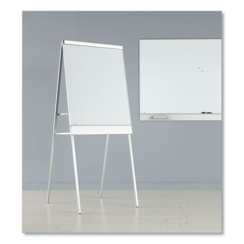 Polarity Height Adjustable Dry Erase Flipchart Easel, 30" X 38", White Surface, Silver Metal Frame