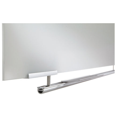 Clarity Glass Dry Erase Board With Aluminum Trim, 48" X 36", White Surface, Satin Aluminum Frame