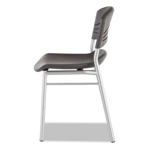 Cafeworks Chair, Supports Up To 225 Lb, 18" Seat Height, Graphite Seat/back, Silver Base, 2/carton